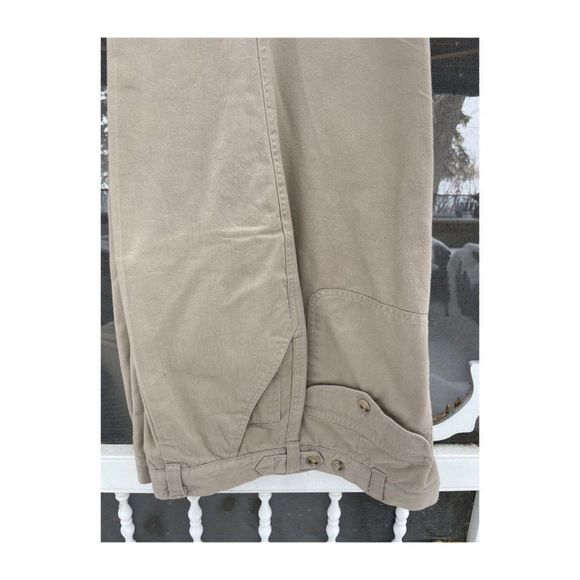 90s Izod Lacoste Tan Chinos Trousers Pleat Front Flannel Plaid Lining Cotton - Picture 5 of 8